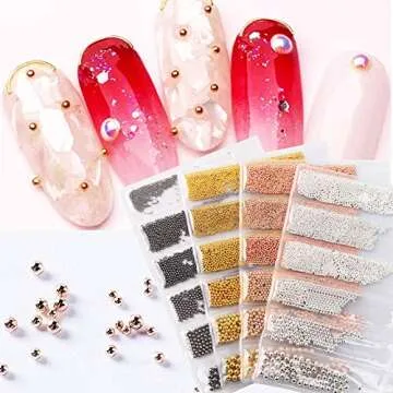 4 Pack Multi-Size Nail Caviar Beads for Nails 3D Nail Art Decorations Micro Mini Metal Nail Beads Design DIY Nails Jewelry Beads(4 Colors)