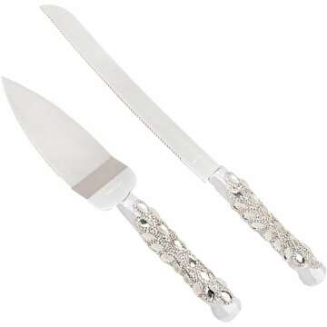 Elegant 2-Piece Wedding Cake Knife and Server Set for Celebrations