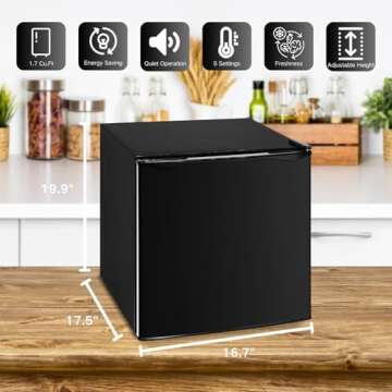 Fox Shack 1.7 Cu Ft Small Fridge with Freezer, Low noise, Energy-efficient, Countertop Refrigerator,...