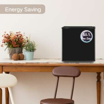 Fox Shack 1.7 Cu Ft Small Fridge with Freezer, Low noise, Energy-efficient, Countertop Refrigerator, Single Door Refrigerator for Apartment, Dorm, Kitchens, Office and Bedroom