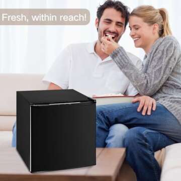 Fox Shack 1.7 Cu Ft Small Fridge with Freezer, Low noise, Energy-efficient, Countertop Refrigerator, Single Door Refrigerator for Apartment, Dorm, Kitchens, Office and Bedroom