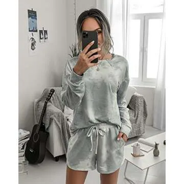 PRETTYGARDEN Women's Tie Dye Printed Pajamas Set with Lounge Shorts