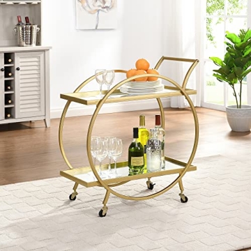 FirsTime & Co. Gold Odessa Bar Cart - 2 Tier Modern Design