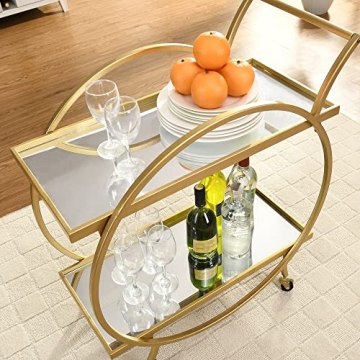 FirsTime & Co. Gold Odessa Bar Cart - 2 Tier Modern Design