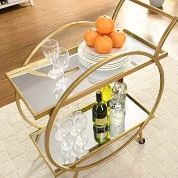 FirsTime & Co. Gold Odessa Bar Cart - 2 Tier Modern Design