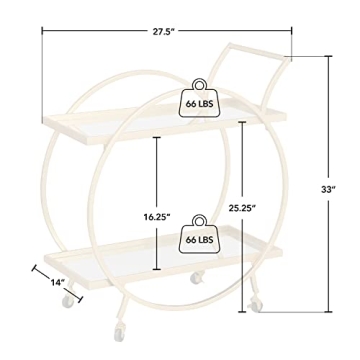 FirsTime & Co. Gold Odessa Bar Cart - 2 Tier Modern Design
