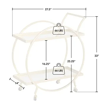 FirsTime & Co. Gold Odessa Bar Cart - 2 Tier Modern Design