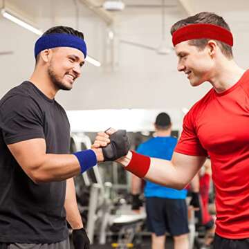 18 Pieces Sweatband Set, Paris Sports Competitions Sweatband 12 Colorful Wristband Sweatband Elastic...