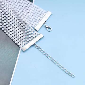 Sttiafay Punk Rhinestone Choker Necklace for Women Wide Full Diamond Necklace Chain 10-Row Sparkly Crystal Choker Collar Sexy Nightclub Party Prom Accessories