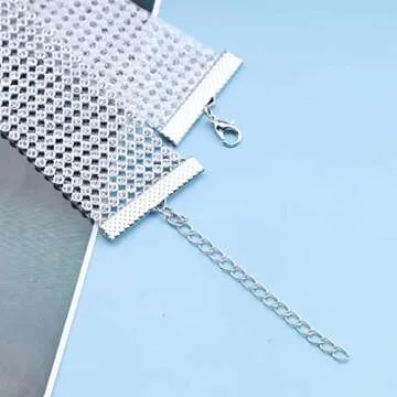 Sttiafay Punk Rhinestone Choker Necklace for Women Wide Full Diamond Necklace Chain 10-Row Sparkly Crystal Choker Collar Sexy Nightclub Party Prom Accessories