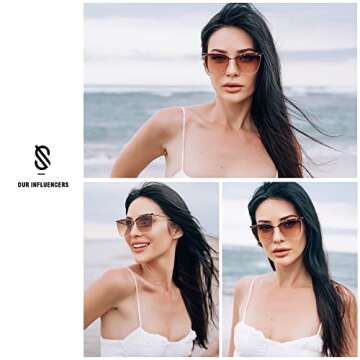 SOJOS Trendy Rectangular Cateye Sunglasses Womens 90's Retro Shades Sunnies Gafas de sole SJ1172
