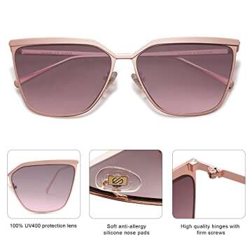 SOJOS Trendy Rectangular Cateye Sunglasses Womens 90's Retro Shades Sunnies Gafas de sole SJ1172