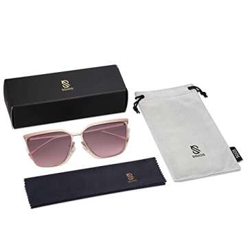 SOJOS Trendy Rectangular Cateye Sunglasses Womens 90's Retro Shades Sunnies Gafas de sole SJ1172