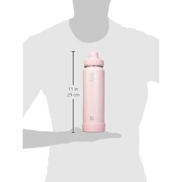 Takeya Actives 24 Oz Vacuum Insulated Stainless Steel Water Bottle with Spout Lid, Premium Quality, Blush