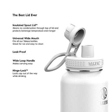 Takeya Actives 24 Oz Vacuum Insulated Stainless Steel Water Bottle with Spout Lid, Premium Quality, Blush