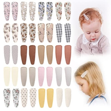 40pcs Baby Hair Clips Flower Patterns Snap Hair Clips Wrapped by Cloth Hair Pins Baby Girls Barrette...