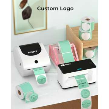 MUNBYN 2 Inch Green Circle Thermal Sticker Labels, Self-Adhesive Round Direct Thermal Labels for Logo Design, QR Code, Inventory, 750 Sheets/1 Roll