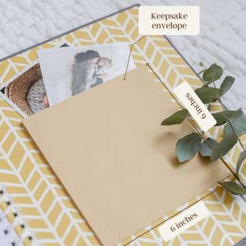 Peachly Minimalist Baby Memory Book | Baby First Year Keepsake for Milestones | Baby Books First Year Memory Book | Simple Baby Scrapbook for Boy or Girl Milestones | 60 Pages Grey Linen - Scandi