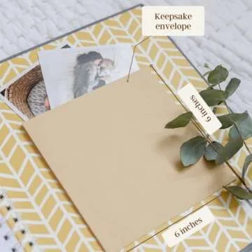 Peachly Minimalist Baby Memory Book | Baby First Year Keepsake for Milestones | Baby Books First Year Memory Book | Simple Baby Scrapbook for Boy or Girl Milestones | 60 Pages Grey Linen - Scandi