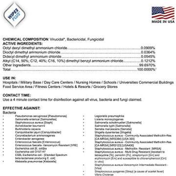 WipesPlus Disinfecting Wipes Bulk (960 Total Wipes) - 12 Packs of Industrial Strength Sanitizing Wipes - 80 Disinfectant Wipes per Pack - Made in USA