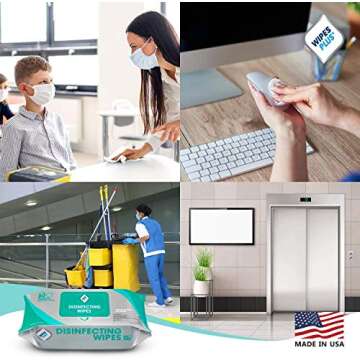 WipesPlus Disinfecting Wipes Bulk (960 Total Wipes) - 12 Packs of Industrial Strength Sanitizing Wipes - 80 Disinfectant Wipes per Pack - Made in USA