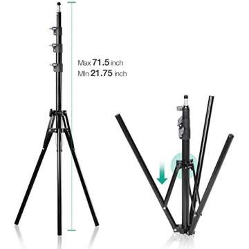 LimoStudio LED Ring Light 18-inch Diameter with Height 71.5" Tripod Stand, Phone Holder, Mount Adapter, Bluetooth Remote Shutter with Strap, AGG1451