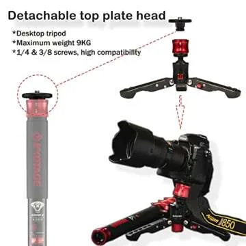 IFOOTAGE Camera Travel Monopod, Video Monopod with Desktop Tripod, Compatible with DSLR Cameras & Camcorders, Aluminum Alloy, Solid Light Weight, 24.4-59inch