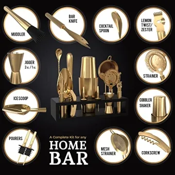 Highball & Chaser Bartender Kit with Black Bamboo Stand