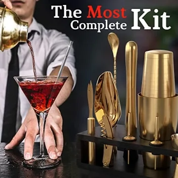 Highball & Chaser Bartender Kit with Black Bamboo Stand