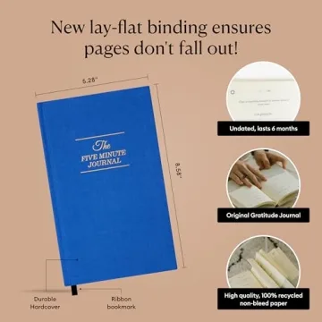 The Five Minute Journal, Original Daily Gratitude Journal 2025, Reflection & Manifestation Journal for Mindfulness, Undated Daily Journal with Gold Foiling, Plastic-Free, Blue - Intelligent Change
