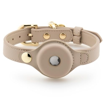 Cupertino Adjustable Vegan Leather Dog Collar with Tracker Holder