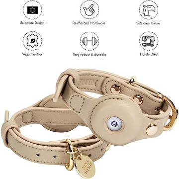 Cupertino Adjustable Vegan Leather Dog Collar with Tracker Holder