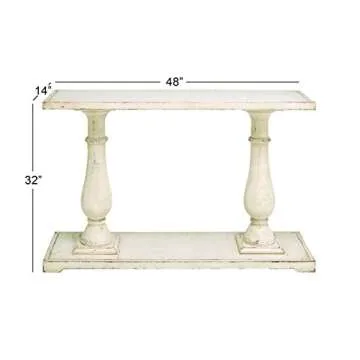 Deco 79 Wood Console Table with Distressed Accents, 48" x 14" x 32", White