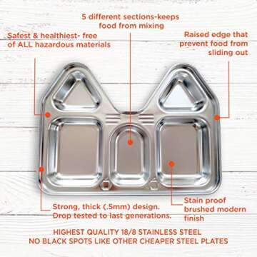 Kids Stainless Steel Section Plates