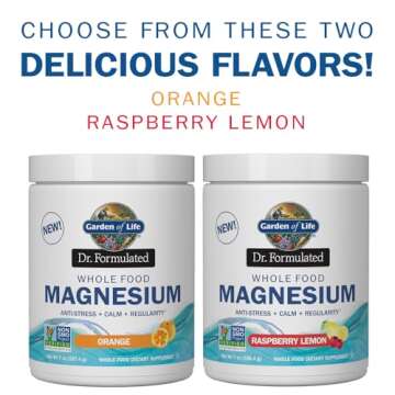 Garden of Life Whole Food Magnesium Powder, Raspberry Lemon - Vegan, Gluten & Sugar Free Supplement with Probiotics for Calm & Regularity