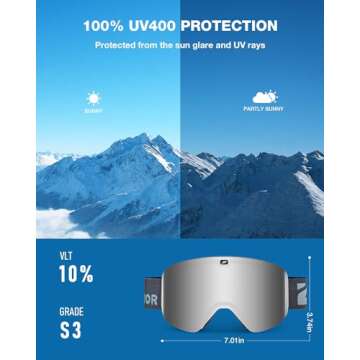 ZIONOR X11 Ski Goggles - Magnetic Cylindrical Snowboard Goggles