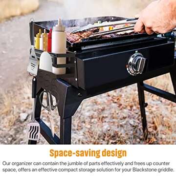 RUSFOL Stainless Steel Griddle Caddy with Magnetic BBQ Utensils Strip for 28"/36" Blackstone Griddle...