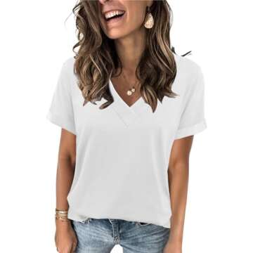 Stylish Short Sleeve Summer Tops for Women 2024 - V Neck Blouses