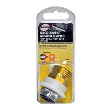 Danco 10521 Dual Thread Dishwasher Snap Coupling Adapter, 15/16-27 X 55/64-27 Male, 1.5 Gpm, No Size, Brass