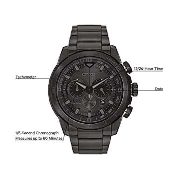 Citizen Men's Eco-Drive Weekender Ecosphere Chronograph Watch in IP Stainless Steel, Black Dial (Model: CA4184-81E)