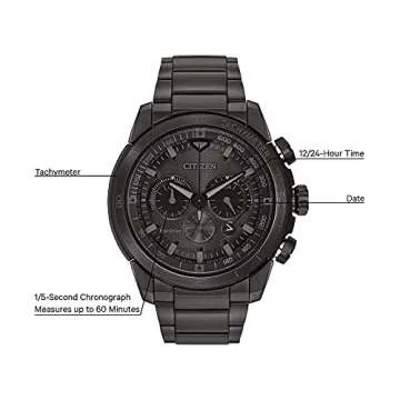Citizen Men's Eco-Drive Weekender Ecosphere Chronograph Watch in IP Stainless Steel, Black Dial (Model: CA4184-81E)
