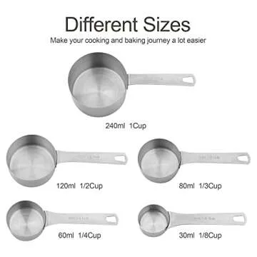 Viwehots Measuring Cups Set, 18/8 (304) Stainless Steel Measuring Cups, 5 Dry & Liquid Metric Measurement Cups, Metal Kitchen Measuring Cups 1/8,1/4,1/3,1/2,&1 Measuring Cup for Baking & Cooking