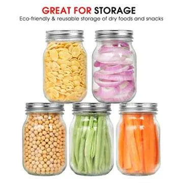 Eternal Moment Mason Jars 16 oz 6 Pack with Regular Lids and Bands, Canning Jars for Jam, Honey, Wedding Favors, Shower Favors, Baby Foods, DIY Magnetic Spice Jars, Overnight Oats, Jelly, Yogurt
