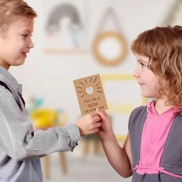 Valentine's Day Gift Cards with Heart Crystals for Kids