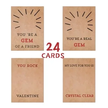 Valentine's Day Gift Cards with Heart Crystals for Kids