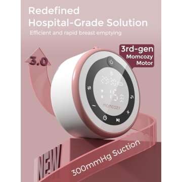 Momcozy Breast Pump V1 Pro Hospital-Grade, Upgraded Electric Pump with 3 Fine-Tuned Rhythms, Hands-Free & Portable Wearable Pump, 3 Modes|15 Levels, Come with Leak-Proof DoubleFit Flange