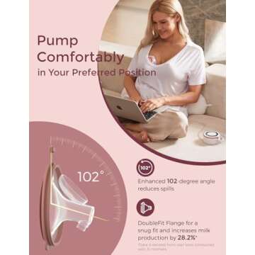 Momcozy Breast Pump V1 Pro Hospital-Grade, Upgraded Electric Pump with 3 Fine-Tuned Rhythms, Hands-Free & Portable Wearable Pump, 3 Modes|15 Levels, Come with Leak-Proof DoubleFit Flange