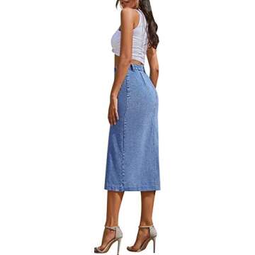 Stylish ELSTAROA Women's High Waisted Denim Jean Skirt