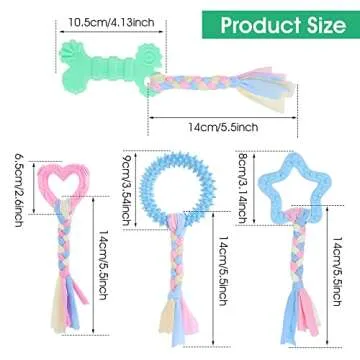 cobee Puppy Teething Chew Toys, 4 Pcs Puppy Toys with Interactive Cotton Ropes for Teething Small Dogs, Rubber Puppy Chew Toys Cute Small Dog Toys for Dogs Oral Teeth Soothe Itching Puppy Chew Toys