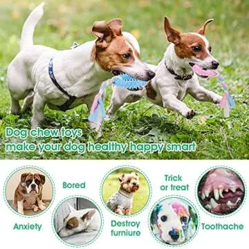 cobee Puppy Teething Chew Toys, 4 Pcs Puppy Toys with Interactive Cotton Ropes for Teething Small Dogs, Rubber Puppy Chew Toys Cute Small Dog Toys for Dogs Oral Teeth Soothe Itching Puppy Chew Toys
